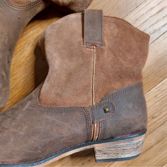 Santa Fe Boot Co Leather Suede Cowboy Boot Western Boho Bootie Womens size 8 NWT - Picture 2 of 7